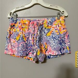 Lilly Pulitzer Lavender Floral Drawstring Athletic Shorts